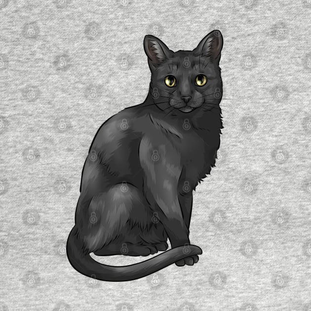 Cute Black Cat by Shirin Illustration